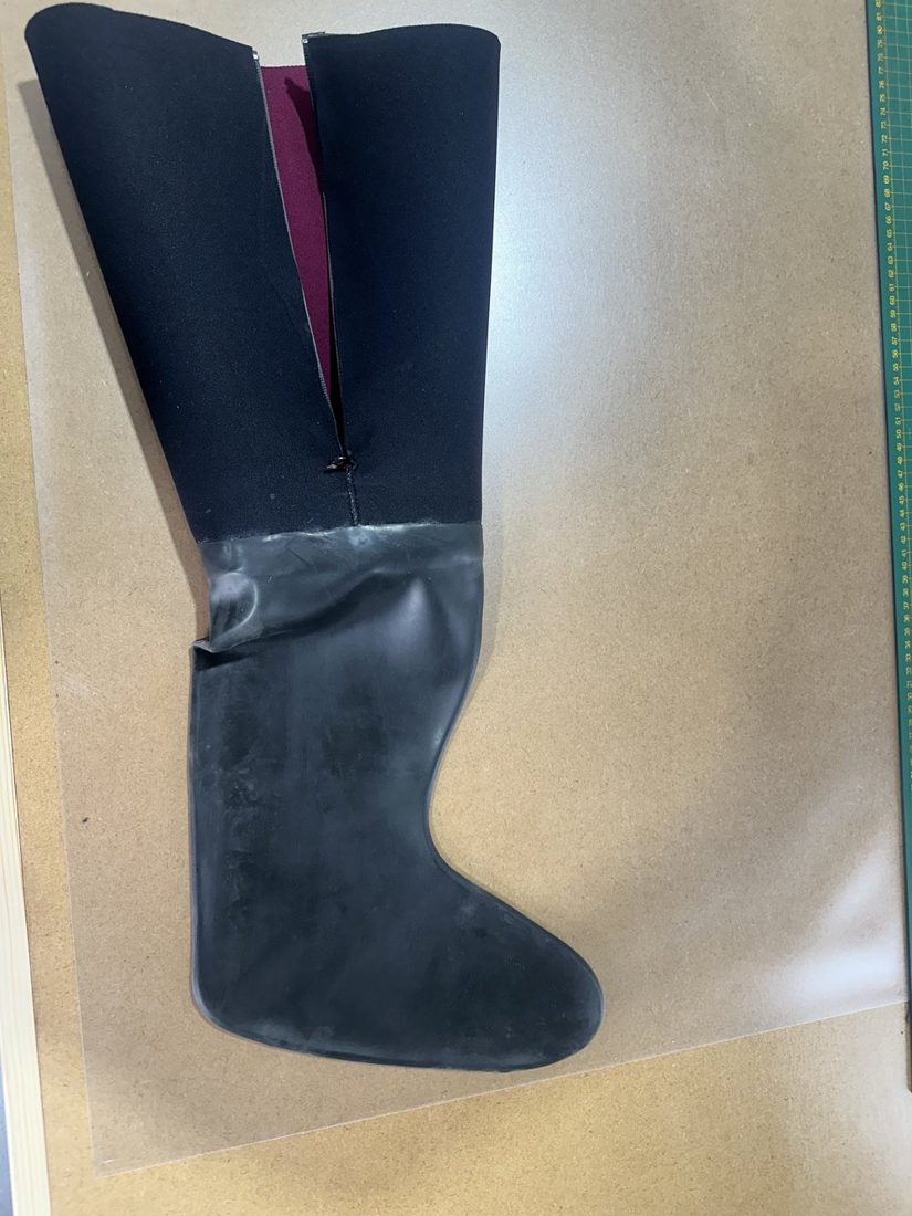 Custom dry boot made to protect a prosthetic leg